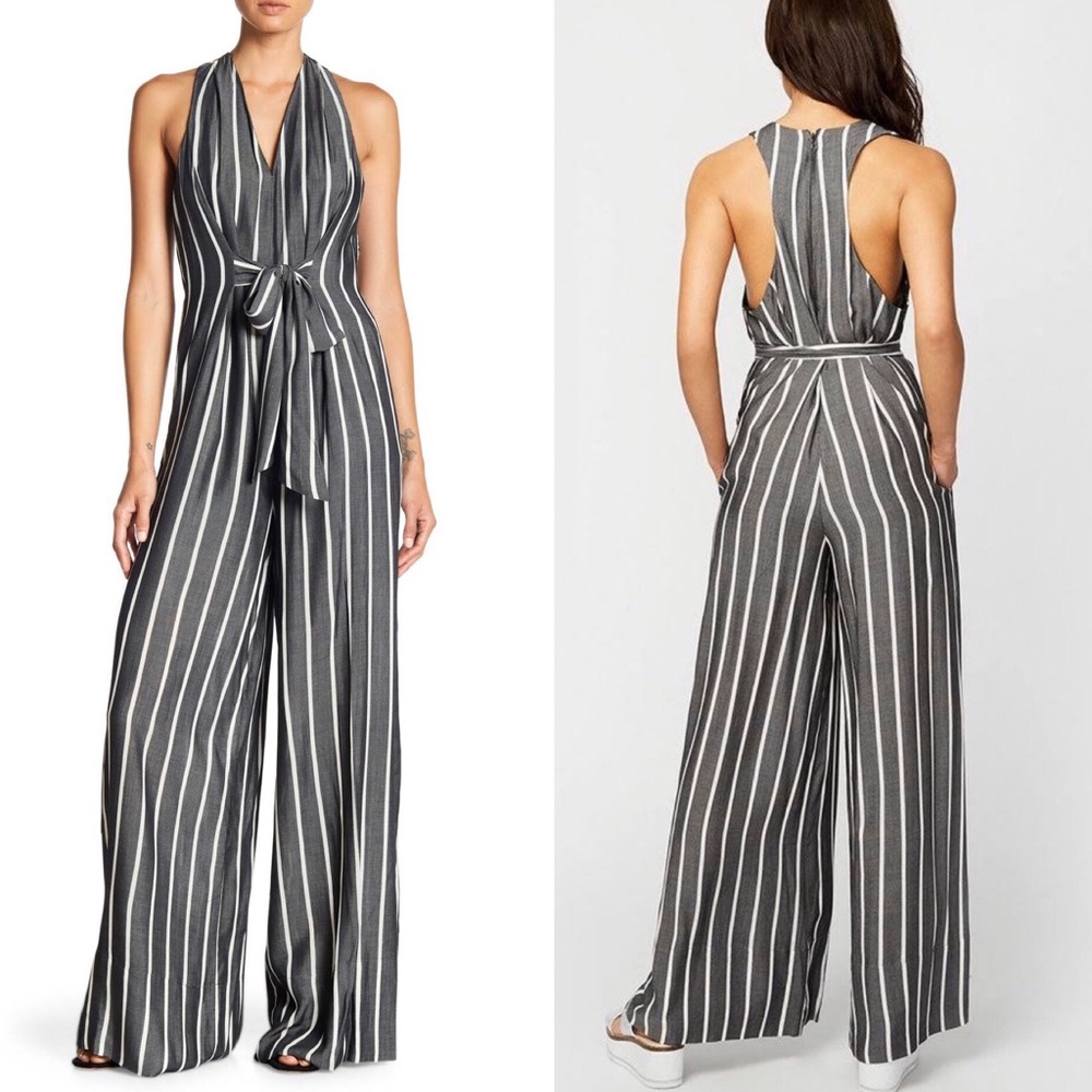 RACHEL rachel roy striped wide-leg jumpsuit size 0